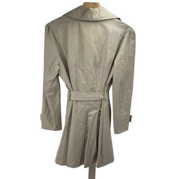 Nanette Lepore Trench Coat Big Button Up Single Breasted Tan Belted Small NEW - Picture 2 of 12
